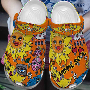 Clog Hippie Personalized Clog, Custom Name, Text, Color, Number Fashion Style For Women, Men, Kid, Print 3D My Hippie Soul - Love Mine Gifts