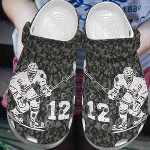 Hockey Personalized Clog, Custom Name, Text, Color, Number Fashion Style For Women, Men, Kid, Print 3D Hockey Player