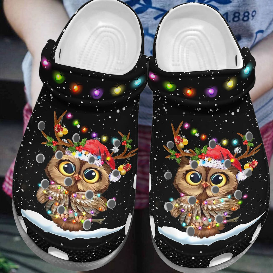 Owl Personalized Clog, Custom Name, Text, Color, Number Fashion Style For Women, Men, Kid, Print 3D Christmas Owl