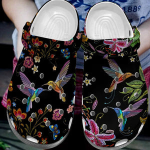Hummingbird Personalized Clog, Custom Name, Text, Color, Number Fashion Style For Women, Men, Kid, Print 3D Flying Hummingbirds