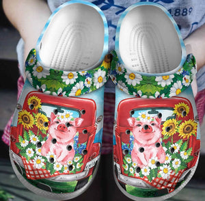 Clog Ln Pig Green Hill Personalized Clog, Custom Name, Text, Color, Number Fashion Style For Women, Men, Kid, Print 3D - Love Mine Gifts