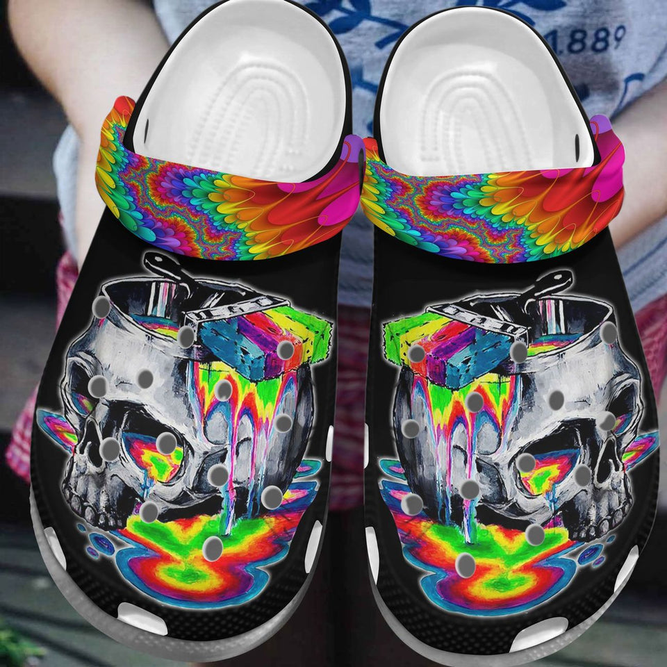 Painting Personalized Clog, Custom Name, Text, Color, Number Fashion Style For Women, Men, Kid, Print 3D Skull Painter