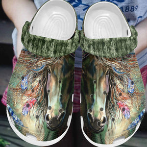 Horse Personalized Clog, Custom Name, Text, Color, Number Fashion Style For Women, Men, Kid, Print 3D Horse Painting