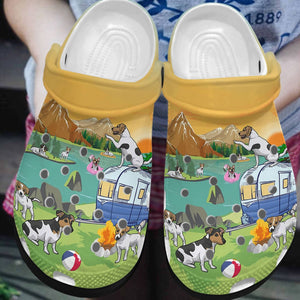 Clog Jack Russell Personalized Clog, Custom Name, Text, Color, Number Fashion Style For Women, Men, Kid, Print 3D Camping Jack Russell - Love Mine Gifts