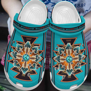 Clog Native American Personalized Clog, Custom Name, Text, Color, Number Fashion Style For Women, Men, Kid, Print 3D Blue Background - Love Mine Gifts