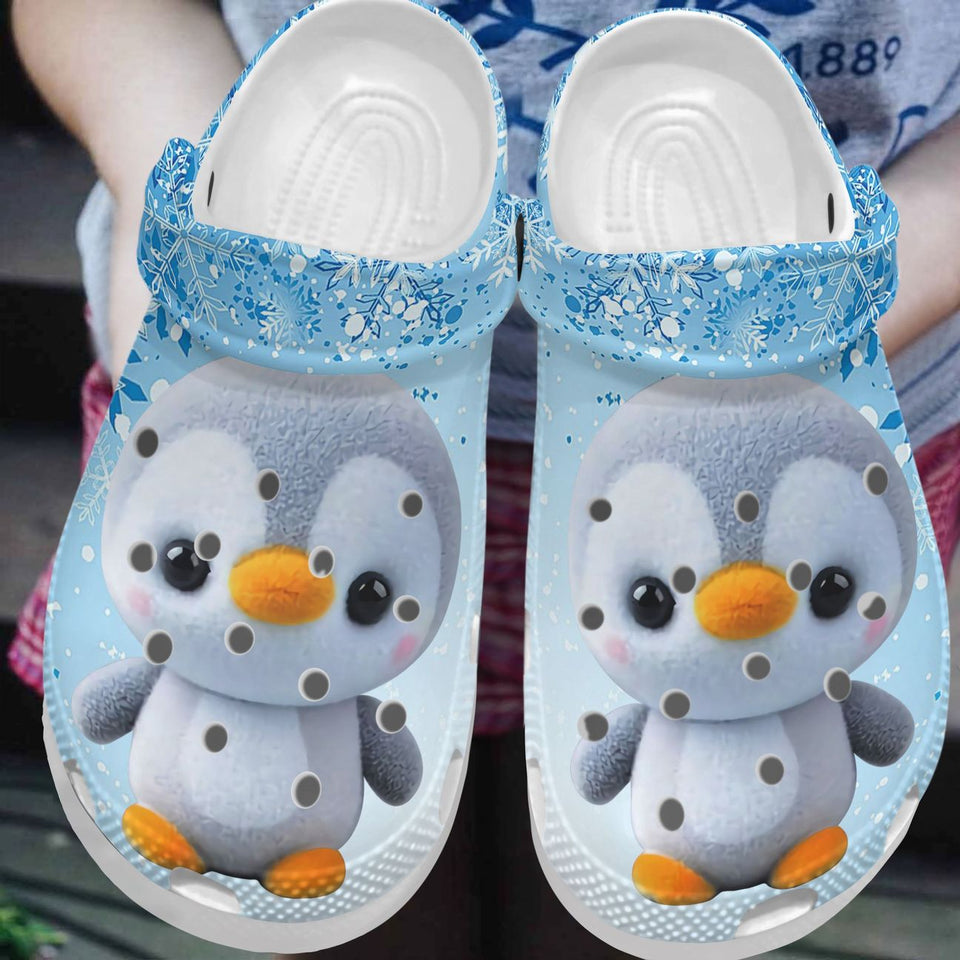 Clog Penguin Personalized Clog, Custom Name, Text, Color, Number Fashion Style For Women, Men, Kid, Print 3D Baby Penguin - Love Mine Gifts