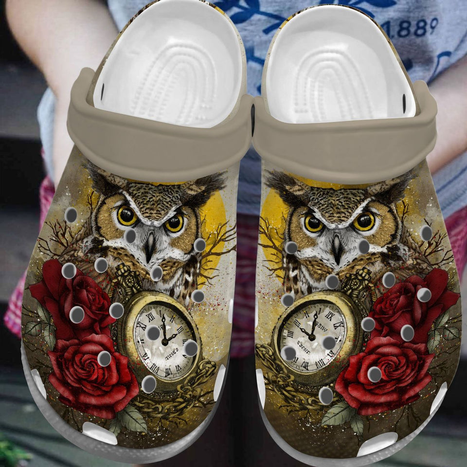 Clog Owl Personalized Clog, Custom Name, Text, Color, Number Fashion Style For Women, Men, Kid, Print 3D Vintage Owl - Love Mine Gifts