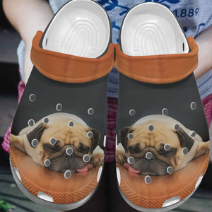 Clog Pug Personalized Clog, Custom Name, Text, Color, Number Fashion Style For Women, Men, Kid, Print 3D Sleeping Pug - Love Mine Gifts
