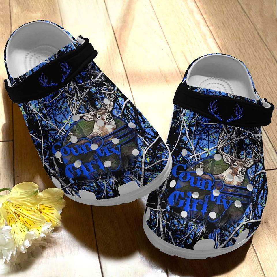Hunting Personalized Clog, Custom Name, Text, Color, Number Fashion Style For Women, Men, Kid, Print 3D Blue Country Girl