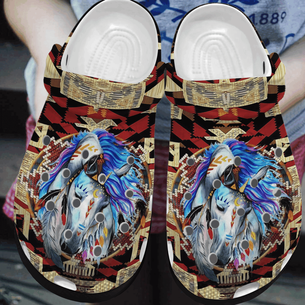 Horse Personalized Clog, Custom Name, Text, Color, Number Fashion Style For Women, Men, Kid, Print 3D Native Horse
