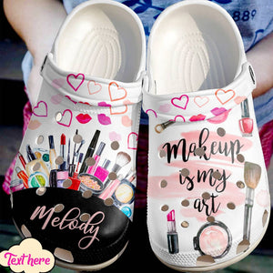 Clog Makeup Artist Personalized Clog, Custom Name, Text, Color, Number Fashion Style For Women, Men, Kid, Print 3D Makeup Is My Art - Love Mine Gifts