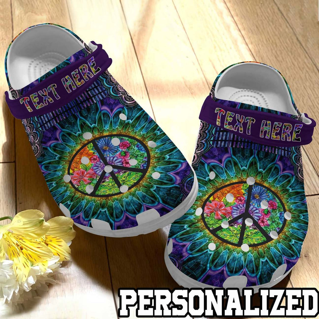 Clog Hippie Personalized Clog, Custom Name, Text, Color, Number Fashion Style For Women, Men, Kid, Print 3D Hippie Soul - Love Mine Gifts