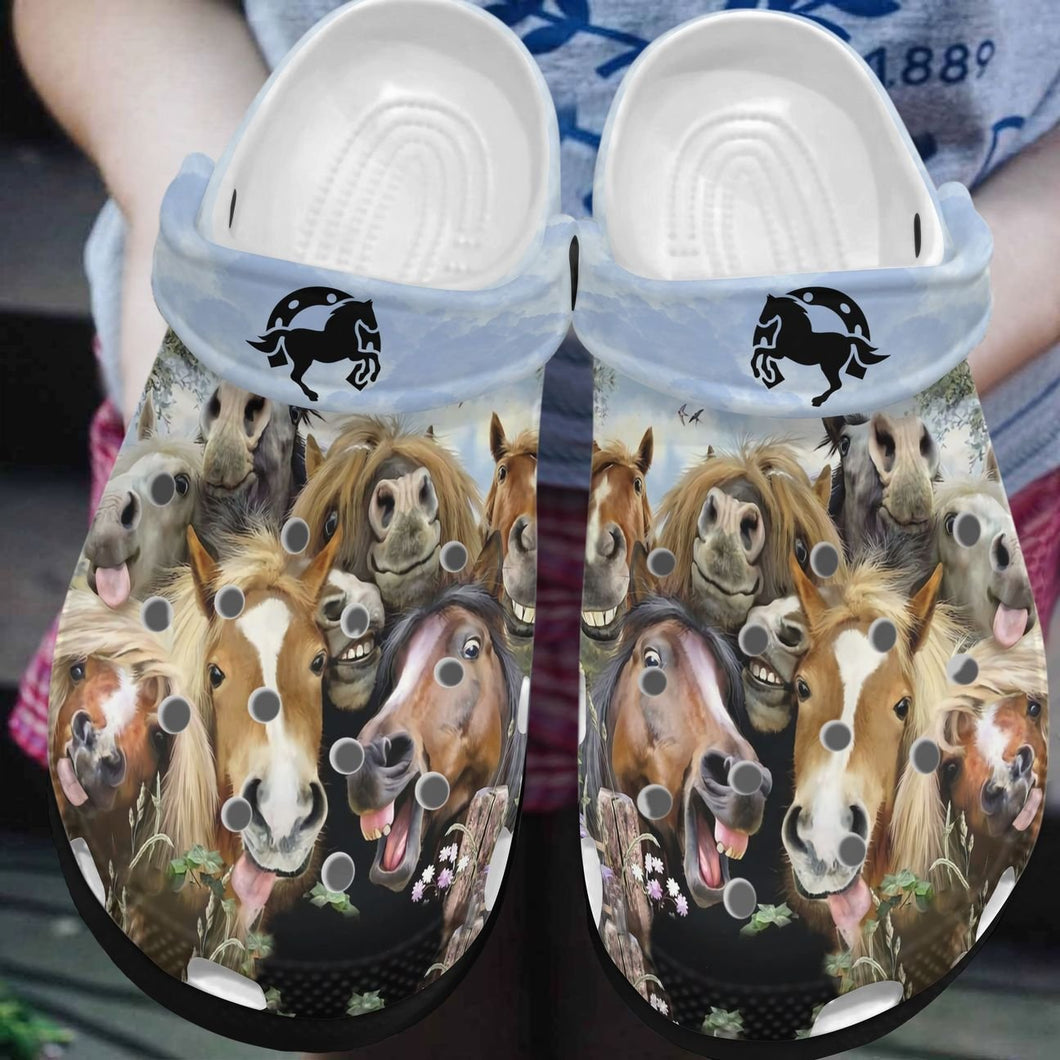 Clog Horse Personalized Clog, Custom Name, Text, Color, Number Fashion Style For Women, Men, Kid, Print 3D Cool Horses - Love Mine Gifts