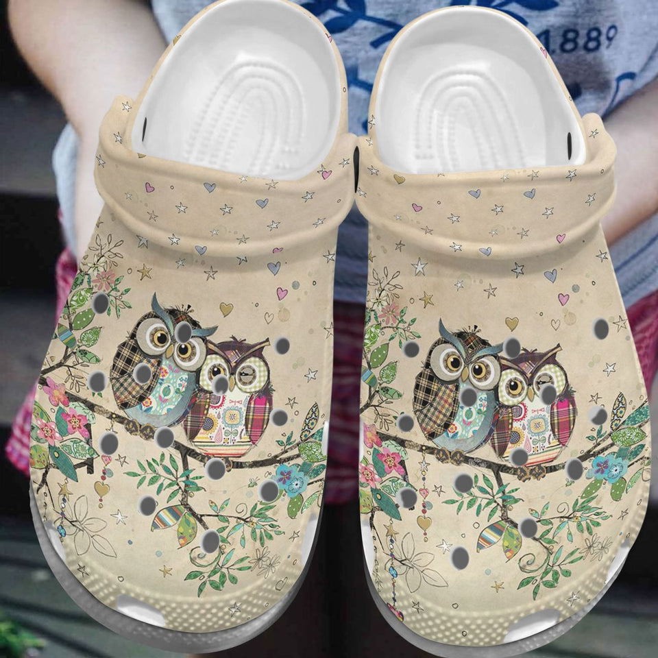 Owl Personalized Clog, Custom Name, Text, Color, Number Fashion Style For Women, Men, Kid, Print 3D Owl Couple