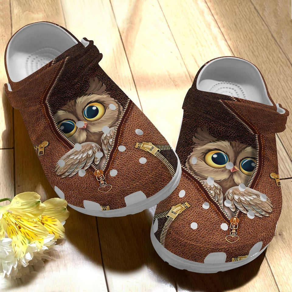 Owl Personalized Clog, Custom Name, Text, Color, Number Fashion Style For Women, Men, Kid, Print 3D Lovely Owl In Zipped Bag