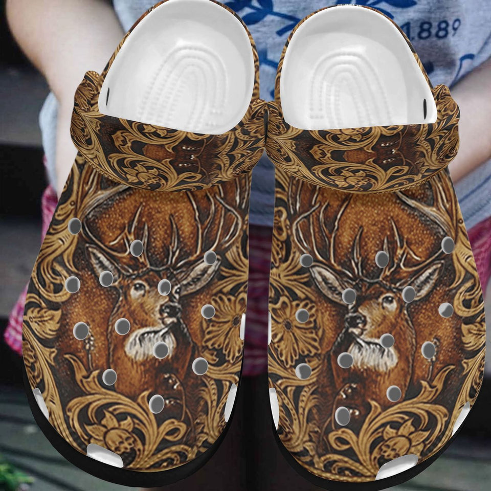 Clog Hunting Personalized Clog, Custom Name, Text, Color, Number Fashion Style For Women, Men, Kid, Print 3D Deer In The Wood - Love Mine Gifts