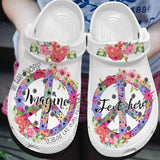 Clog Hippie Personalized Clog, Custom Name, Text, Color, Number Fashion Style For Women, Men, Kid, Print 3D Imagine - Love Mine Gifts