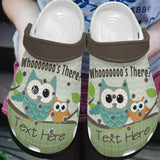 Clog Owl Personalized Clog, Custom Name, Text, Color, Number Fashion Style For Women, Men, Kid, Print 3D Personalzied Who Is There - Love Mine Gifts