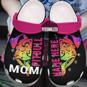 Pitbull Personalized Clog, Custom Name, Text, Color, Number Fashion Style For Women, Men, Kid, Print 3D Pitbull Mom