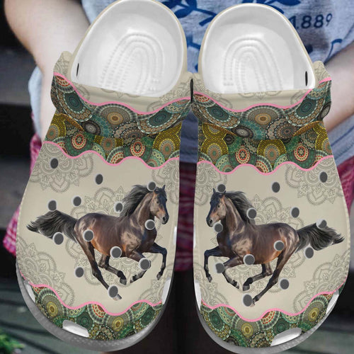 Clog Horse Personalized Clog, Custom Name, Text, Color, Number Fashion Style For Women, Men, Kid, Print 3D Hippie Horses - Love Mine Gifts