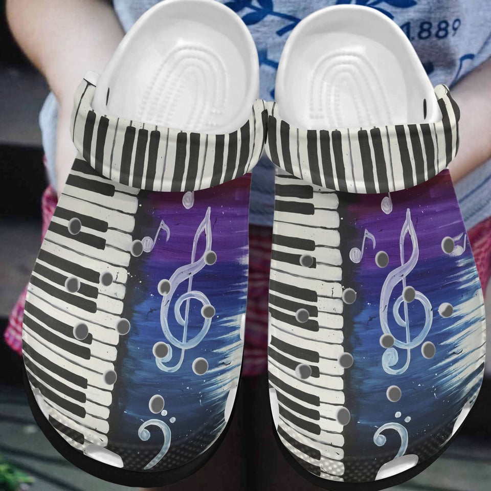Music Piano Personalized Clog, Custom Name, Text, Color, Number Fashion Style For Women, Men, Kid, Print 3D Happy Melody