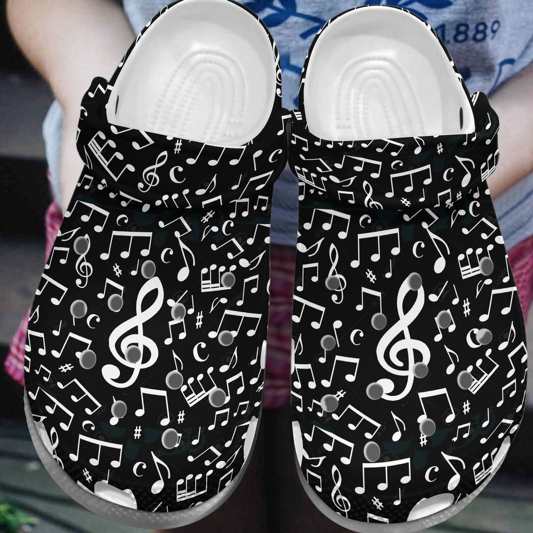Clog Music Personalized Clog, Custom Name, Text, Color, Number Fashion Style For Women, Men, Kid, Print 3D Musical Notes - Love Mine Gifts