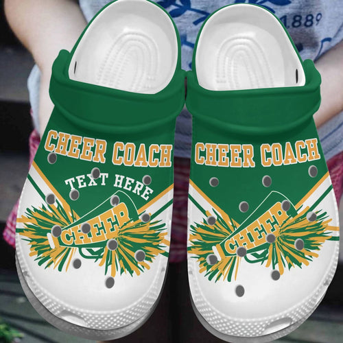 Clog Cheerleader Personalized Clog, Custom Name, Text, Color, Number Fashion Style For Women, Men, Kid, Print 3D Cheer Coach - Love Mine Gifts
