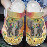 Hippie Personalized Clog, Custom Name, Text, Color, Number Fashion Style For Women, Men, Kid, Print 3D Hippie Elephant