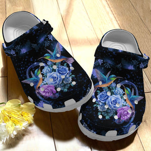 Clog Hummingbird Personalized Clog, Custom Name, Text, Color, Number Fashion Style For Women, Men, Kid, Print 3D Blue Hummingbird - Love Mine Gifts