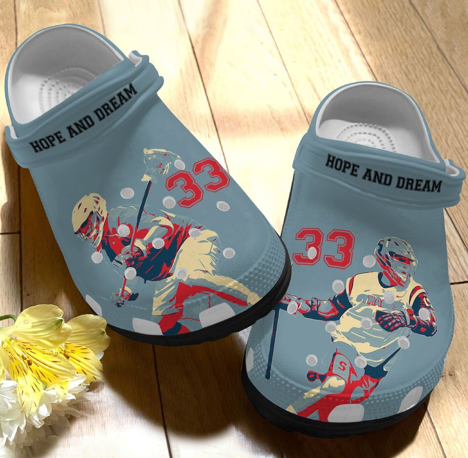 Clog Lacrosse Personalized Clog, Custom Name, Text, Color, Number Fashion Style For Women, Men, Kid, Print 3D Lacrosse Lover - Love Mine Gifts