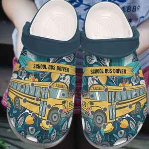 School Bus Driver Personalized Clog, Custom Name, Text, Color, Number Fashion Style For Women, Men, Kid, Print 3D School Bus