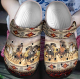 Clog Horses Running With Native American Pattern 3D Printed Personalized Clog, Custom Name, Text, Color, Number Fashion Style For Women, Men, Kid, Print 3D - Love Mine Gifts