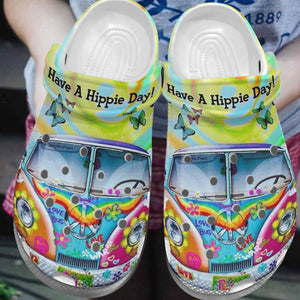 Hippie Have A Hippie Day Personalized Clog, Custom Name, Text, Color, Number Fashion Style For Women, Men, Kid, Print 3D