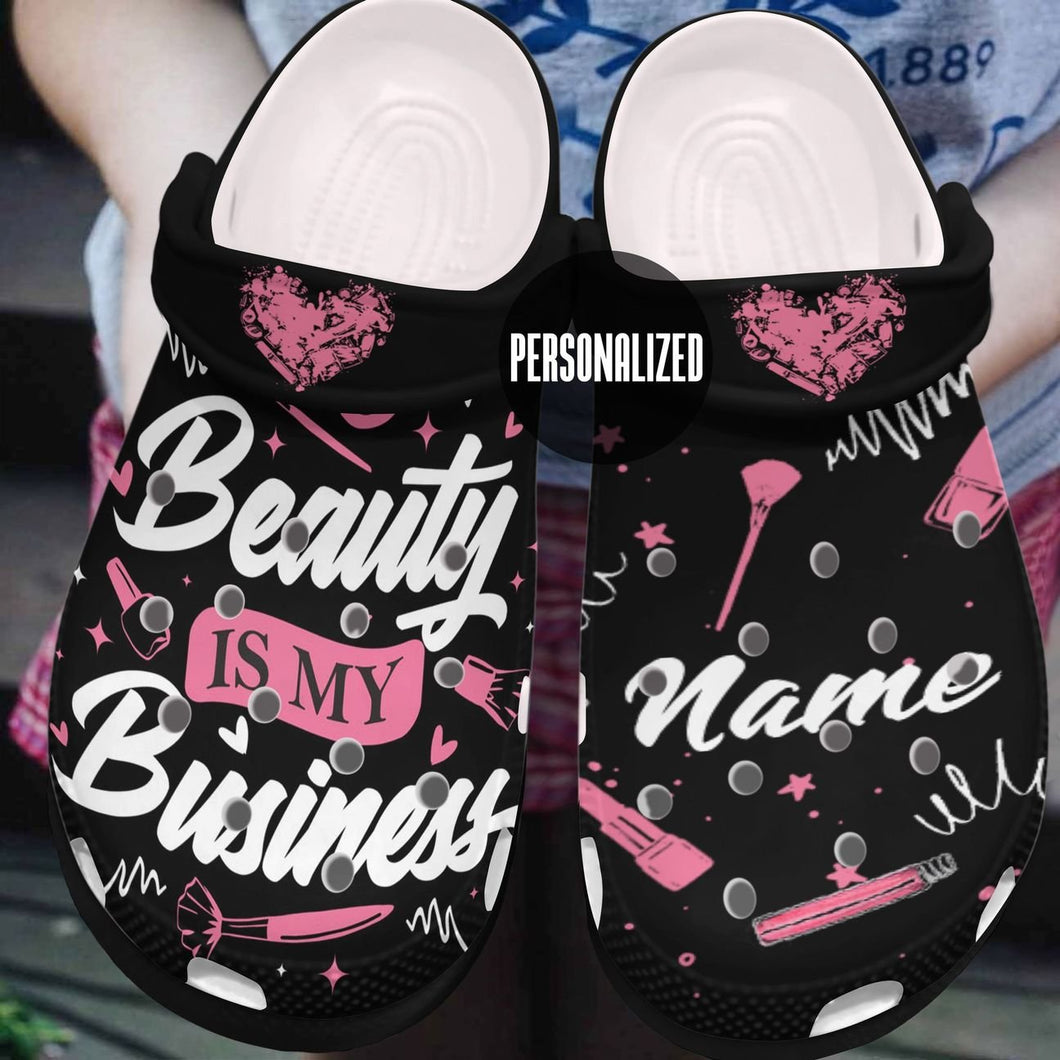 Makeup Personalized Clog, Custom Name, Text, Color, Number Fashion Style For Women, Men, Kid, Print 3D Beauty Is My Business