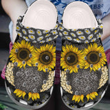 Owl Personalized Clog, Custom Name, Text, Color, Number Fashion Style For Women, Men, Kid, Print 3D Daisy And Sunflower Owl