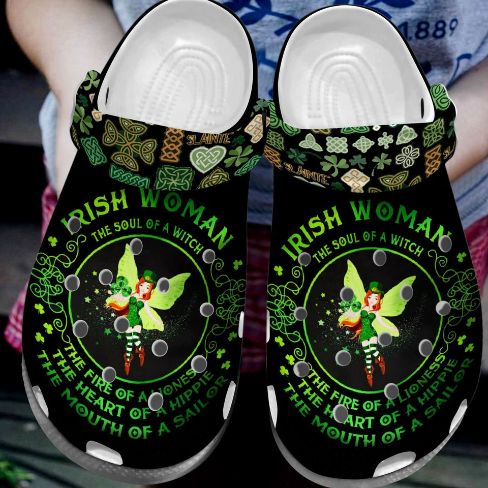 Clog Irish Personalized Clog, Custom Name, Text, Color, Number Fashion Style For Women, Men, Kid, Print 3D Irish Woman - Love Mine Gifts