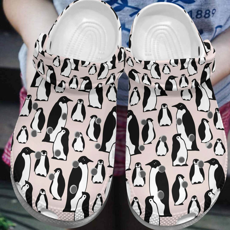 Penguin Personalized Clog, Custom Name, Text, Color, Number Fashion Style For Women, Men, Kid, Print 3D Pink Penguin Pattern