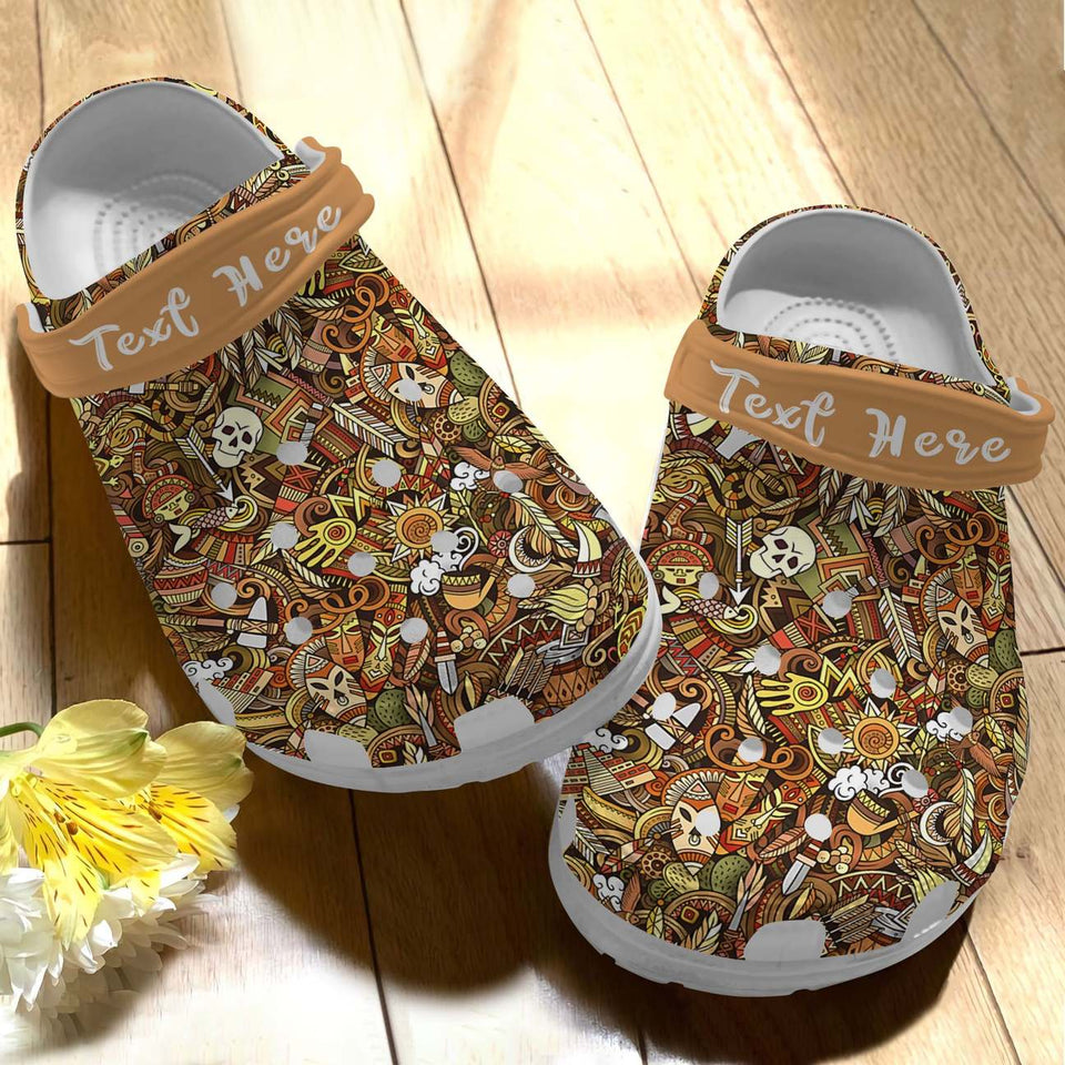 Native American Personalized Clog, Custom Name, Text, Color, Number Fashion Style For Women, Men, Kid, Print 3D Native Pattern