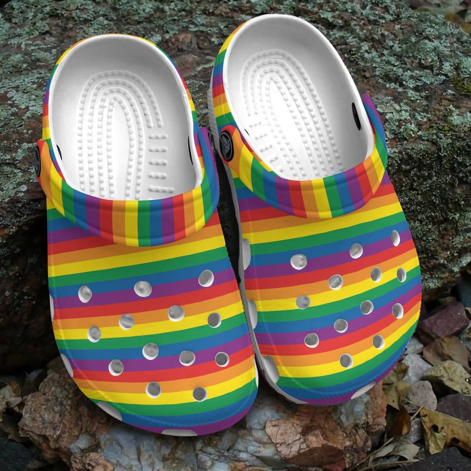 Clog Lgbt Personalized Clog, Custom Name, Text, Color, Number Fashion Style For Women, Men, Kid, Print 3D Whitesole Lgbt Pride - Love Mine Gifts