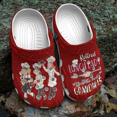 Clog Lunch Lady Personalized Clog, Custom Name, Text, Color, Number Fashion Style For Women, Men, Kid, Print 3D Retired Lunch Lady - Love Mine Gifts