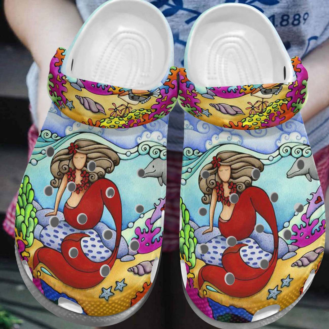 Clog Mermaid Personalized Clog, Custom Name, Text, Color, Number Fashion Style For Women, Men, Kid, Print 3D Love Ocean - Love Mine Gifts
