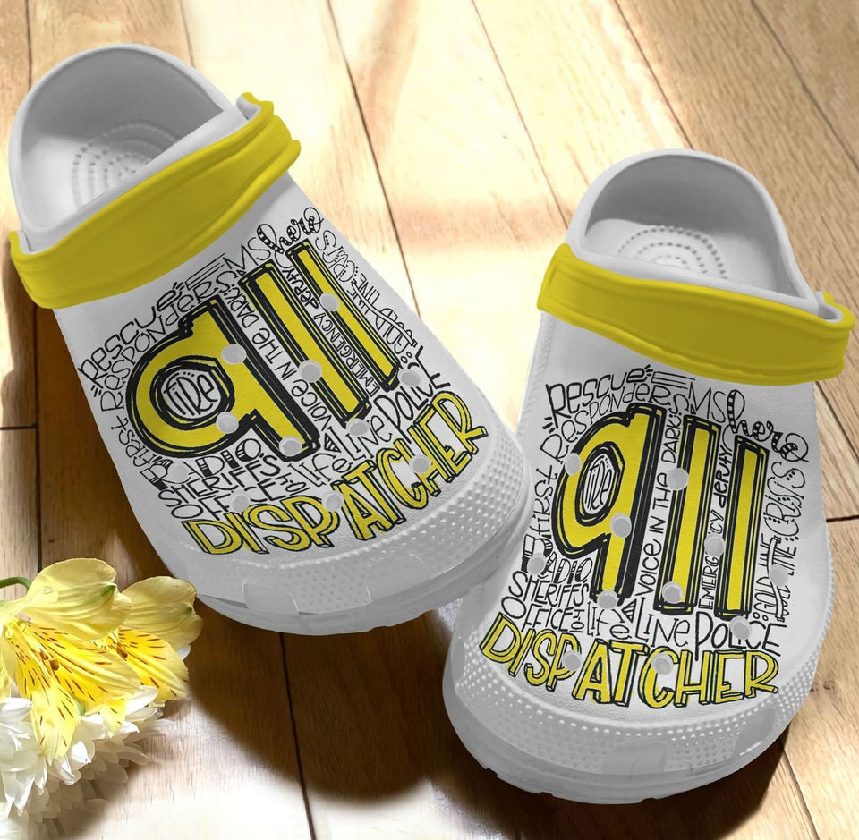 Clog Dispatcher Personalized Clog, Custom Name, Text, Color, Number Fashion Style For Women, Men, Kid, Print 3D 911 - Love Mine Gifts