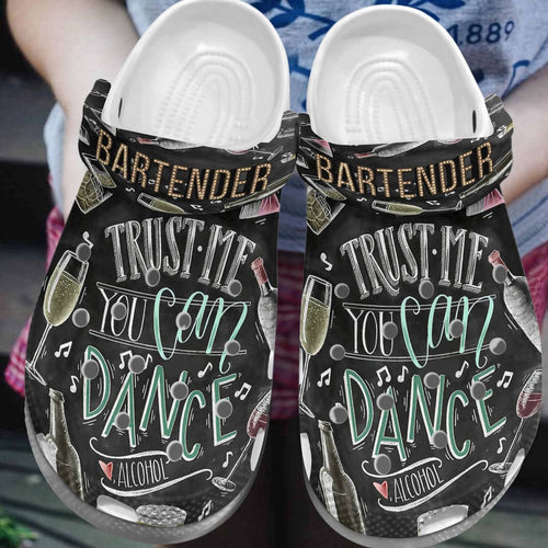 Clog Bartender Personalized Clog, Custom Name, Text, Color, Number Fashion Style For Women, Men, Kid, Print 3D Dance With Me - Love Mine Gifts