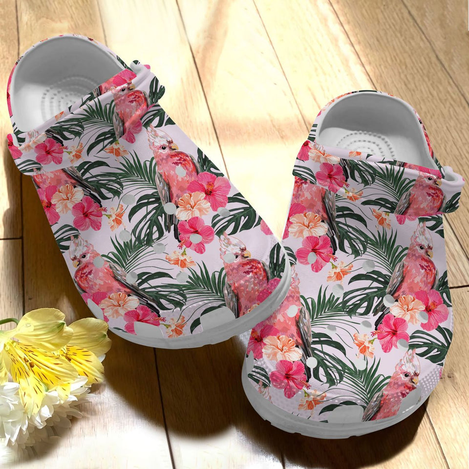 Clog Parrot Personalized Clog, Custom Name, Text, Color, Number Fashion Style For Women, Men, Kid, Print 3D Parrot Tropical Flower Pattern - Love Mine Gifts