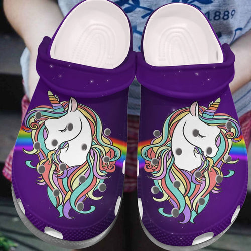 Unicorn Personalized Clog, Custom Name, Text, Color, Number Fashion Style For Women, Men, Kid, Print 3D Rainbow Unicorn