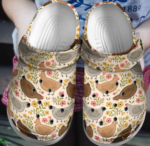 Clog Chicken Vintage Personalized Clog, Custom Name, Text, Color, Number Fashion Style For Women, Men, Kid, Print 3D Love - Love Mine Gifts