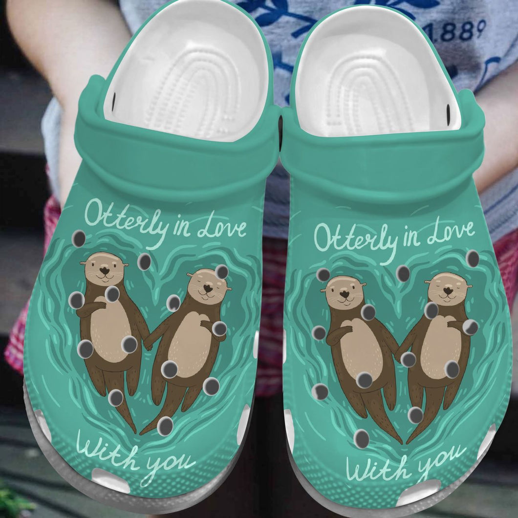 Clog Otter Personalized Clog, Custom Name, Text, Color, Number Fashion Style For Women, Men, Kid, Print 3D Fall In Love With You - Love Mine Gifts