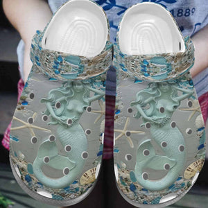 Clog Mermaid Personalized Clog, Custom Name, Text, Color, Number Fashion Style For Women, Men, Kid, Print 3D Light Blue - Love Mine Gifts