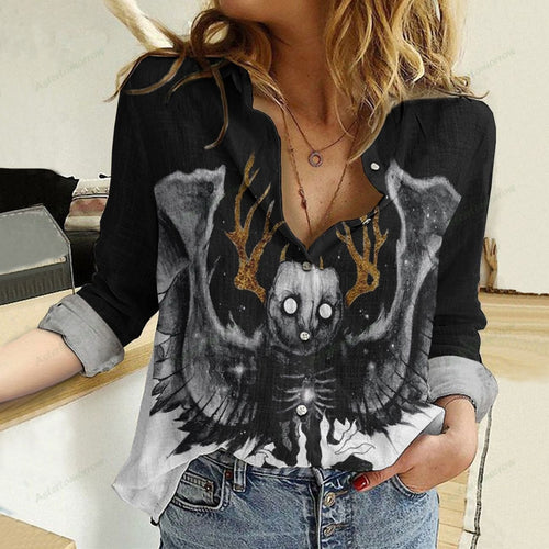 Casual T-shirt Occult Owl Long Sleeve Casual Shirt Women, Men, Couple, Unisex - Love Mine Gifts