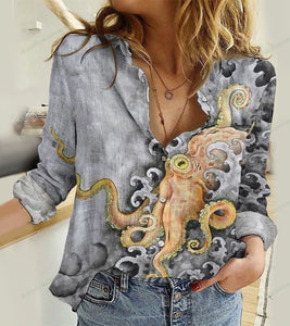 Casual T-shirt Octopus Long Sleeve Casual Shirt Women, Men, Couple, Unisex - Love Mine Gifts